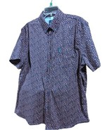 Ben Sherman Stretch Shirt Mens Size XL Floral Button Up Blue Pink Short Sleeve  - $39.48
