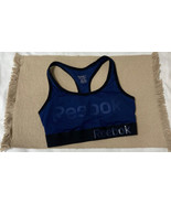 Women’s Reebok Racerback Athletic Sport Bra Sz XS Blue Black Trim Logo S... - $241.59 MXN