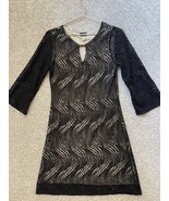 Hanni Women’s Black Lace Tan Slip Long Sleeve Dress Size Small - $20.99