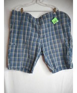 Dockers Mens Blue Green Plaid Flat front Shorts Sz 44 100% cotton - $11.99