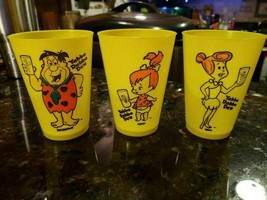 Arthur Treachers Flintstones Promo Cup Lot 3 Different Fred Wilma Pebble... - $30.04