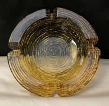 Vintage Anchor Hocking Soreno Bird Nest Glass Ashtray Amber Gold Mcm - $11.26