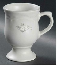 Pedestal Mug Heirloom by PFALTZGRAFF Coffee Tea Gray &amp; White Flowers Gray Verge - £6.22 GBP