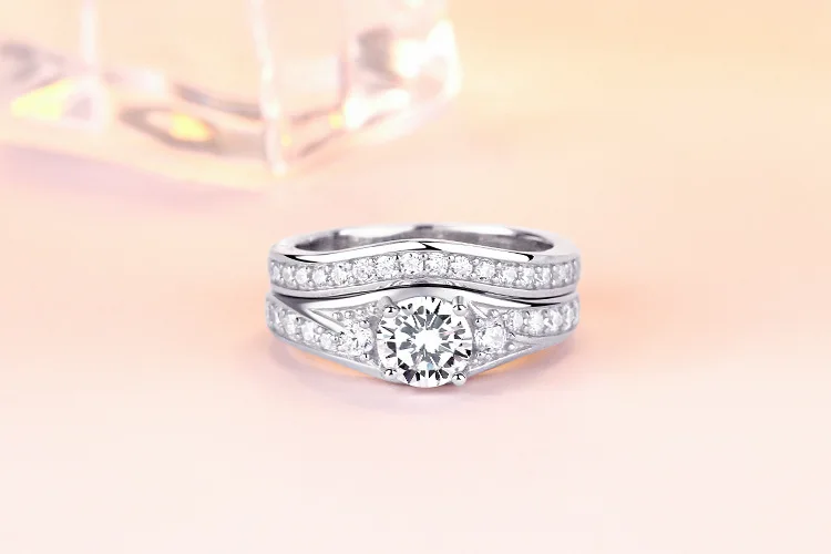 925  Silver2 in1Double Rings Set Engagement Woman  Ring For Women Ladies... - $54.23