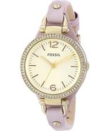 Fossil Women&#39;s Georgia ES3469 Purple Leather Quartz Watch with Gold Dial - $145.90