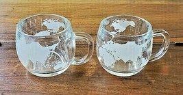 Set of 2 The Nestle Co. Inc. Frosted World Globe Cocoa Coffee Tea Mug Gl... - £9.89 GBP