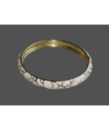 Gold Tone Metal White Enamel Textured Coral Branch Bangle Bracelet Hinge... - £11.67 GBP