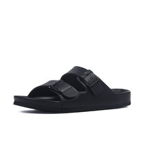 Summer Men Cork Slippers PU Leather Men&#39;s Sandals Fashion Flip Flops For Men Bla - £38.66 GBP