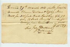 1814 Hand Written and John Dobbins Signed Receipt Mount Holly New Jersey - $37.62