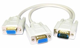 VGA &amp; SVGA splitter cable Y adapter 1 M to 2 F 2 screens from 1 Screen M... - $23.42