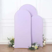 3 Lavender Matte Fitted Spandex Round Top Arch Backdrop Stand Covers Set Events - £72.37 GBP
