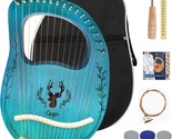 Lyre Harp 16 Strings, Solid Mahogany Wooden Body Metal Strings Musical - £61.14 GBP