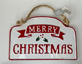 RAZ Imports Merry Christmas Metal Sign, 10.5&quot;x6.5&quot; - NEW! - £9.28 GBP