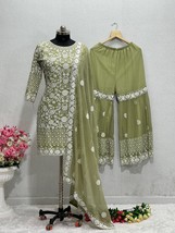 Bollywood Heavy Embroidered Green Sharara Suit Suit || Festival Punjabi dress Se - £67.12 GBP