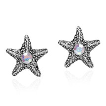 Amazing Sparkling Starfish White Crystal on Sterling Silver Post Earrings - £16.06 GBP