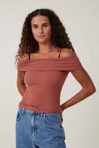 Staple Rib Off The Shoulder Short Sleeve Top - £12.71 GBP