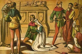 Robin Hood &amp; Maid Marian beside a saint&#39;s tomb - £16.21 GBP