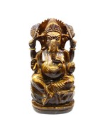 1983Ct Tiger Eye Gemstone Carved Lord Ganesha Hindu Deity God Art Sculpture - £231.60 GBP