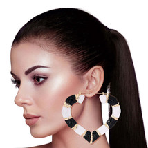 Black and White Heart Bamboo Hoops - $38.49