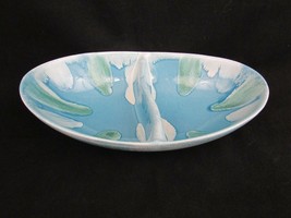 Vintage Dryden Hot Springs Pottery Divided Dish Bowl Drip Glaze Turquoise/Blue  - £29.60 GBP