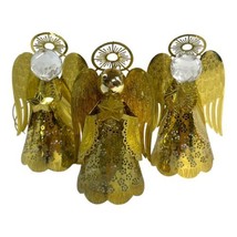 Vintage Brass 3d Diecut Christmas Ornaments Gold Angels Lot Of 3 Set Detailed - £19.57 GBP