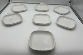 Set of 7 Corning Ware White Grab It Square Plates P-185-B Snack Tray Dish - £55.15 GBP