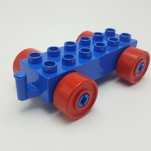 Lego Duplo 2x6 Brick Train Car Base Vehicle Chassis Blue Red Wheels Repl... - £2.96 GBP