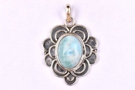 925 Sterling Silver Pendant Necklace Larimar Handmade Jewelry Women PS-1760 - £50.30 GBP