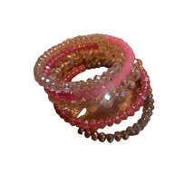 Ali Kahn New York Ladies Pink and Gray Glass beaded wire wrap bracelet - £13.23 GBP