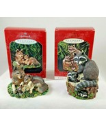 Hallmark 1998 &amp; 1999 Majestic Wilderness Keepsake Ornament Lot Raccoons ... - £15.73 GBP