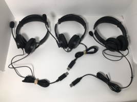 Lot of 3 Kensington K97601 M01415 USB Hi-Fi Headphones with Mic Black - £9.78 GBP