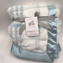 Just Born Baby Blanket Plaid Luxe Plush Satin Trim New With Tag - £53.98 GBP