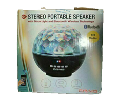 Stereo Portable Speaker Radio With Disco Light And Bluetooth Wireless Te... - $46.99