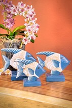 Fish Solid Wood Decoration Set Maritime School of Fish Decor Wooden Blue... - $46.50 CAD