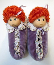 Vtg Cabbage Patch Kids Slippers Size 7-8 1984 Purple Red Hair Doll Korea  - £30.69 GBP