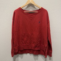 Ralph Lauren Crewneck Sweatshirt Bright  Red Women’s Lg Pullover Split Sides - £28.69 GBP