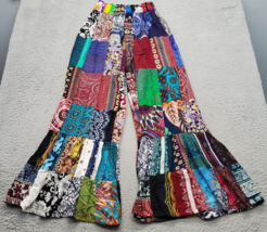 Kathmandu Imports Boho Bell Bottom Pants Womens Multicolor Patchwork Hig... - $18.49