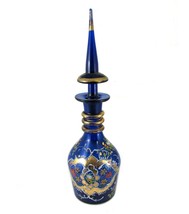 Antique Persian Cobalt Blue Glass Decanter Bottle Gilt Gold Pointed Stop... - £83.48 GBP