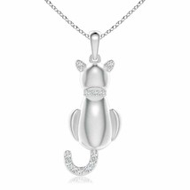 ANGARA 1.4mm Natural Diamond Cat Pendant Necklace in Sterling Silver for Women - £154.98 GBP+