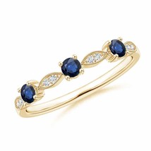 ANGARA Blue Sapphire &amp; Diamond Marquise and Dot Band in 14K Solid Gold - £394.96 GBP