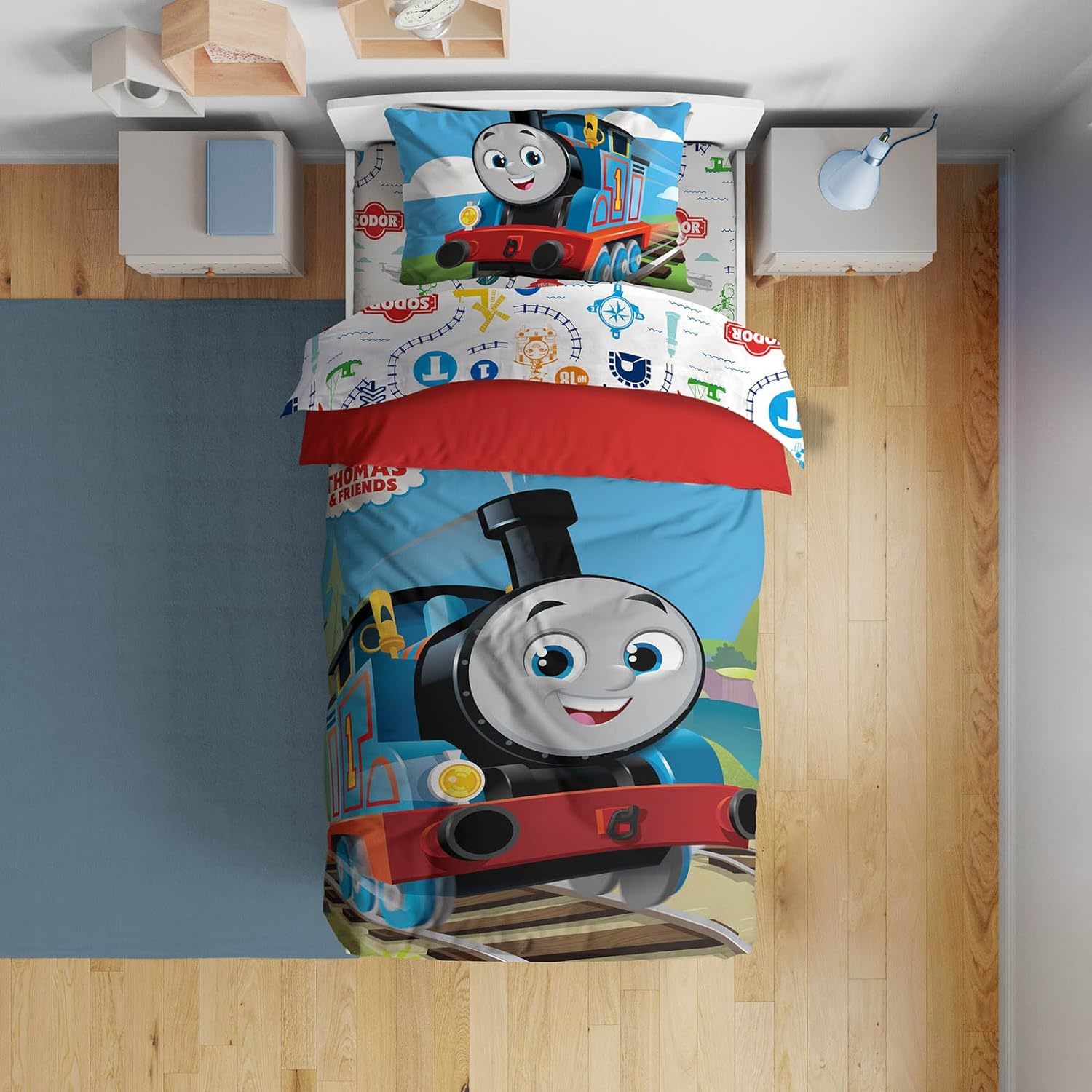 Mattel Thomas & Friends Toddler Comforter Set - 4 Piece Preschool Bedding Includ - £72.38 GBP