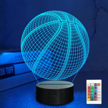 3D Basketball Night Light Color Changing w/ Remote Portable Battery or USB Plug - £13.58 GBP