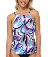 Island Escape Women&#39;s Cali Underwire Tankini Top One of A Kind Multi 6 - $45.00