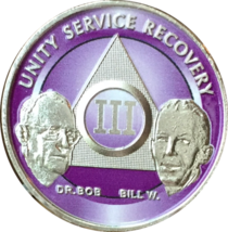 AA Founders Chip Nickel Plated Purple Alcoholics Anonymous Medallion Any... - £15.94 GBP