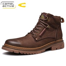 Active New High-top Tooling Men Boots Leather Brown Trend Wild England Outdoor W - £147.40 GBP