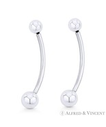 1.7&quot; Curved Barbell .925 Sterling Silver Drop Earrings w/ 6mm &amp; 8mm Ball... - $460.11 MXN+