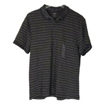 Alfani Men&#39;s Gray Striped Knit Pullover Short Sleeve Polo Shirt Sz Large - £19.77 GBP