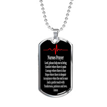 Nurse&#39;s Prayer Stainless Steel or 18k Gold Dog Tag 24&quot; - £37.49 GBP+