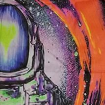 Tapestry Astronaut & Cat Critter 5 ft x 4 ft Black Light Activated Home Decor image 4