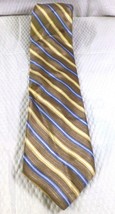 J. Khaki Mens 100% Silk Tie Brown &amp; Blue Striped Pattern - $9.49